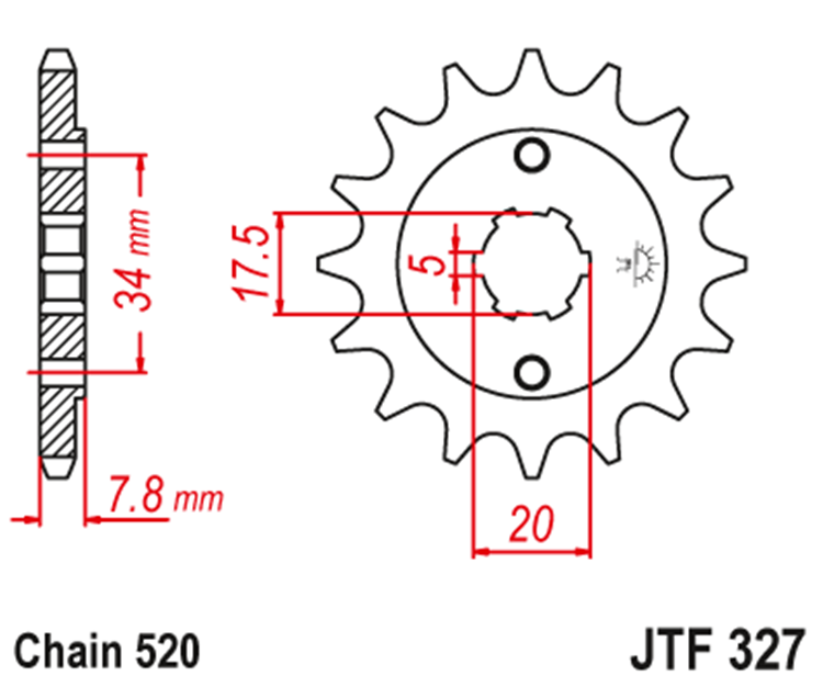 PIÑON JT 327 de acero con 15 dientes